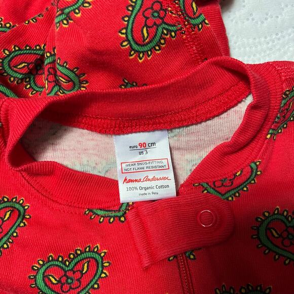 Hanna Andersson Organic Cotton Heart Print Holiday Sleeper Size 3 - Picture 5 of 6